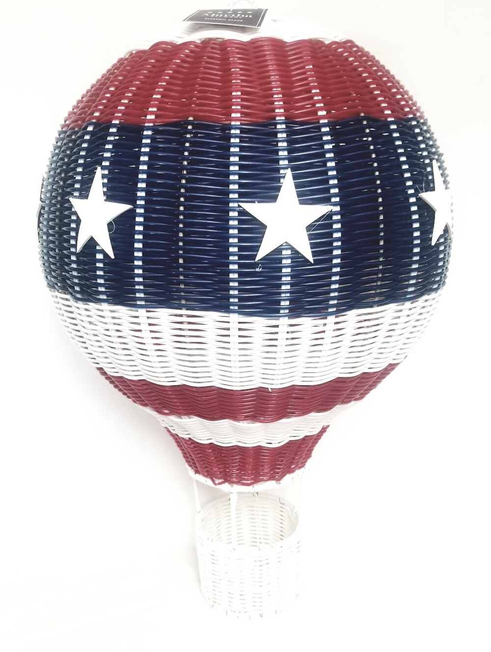 Martha Stewart Patriotic Wicker Hot Air Balloon Décor - Red White Blue 25"Tall